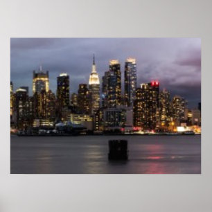 Póster Early evening panoramic view of Manhattan
