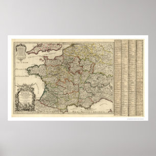 Póster Early Map Of France 1700