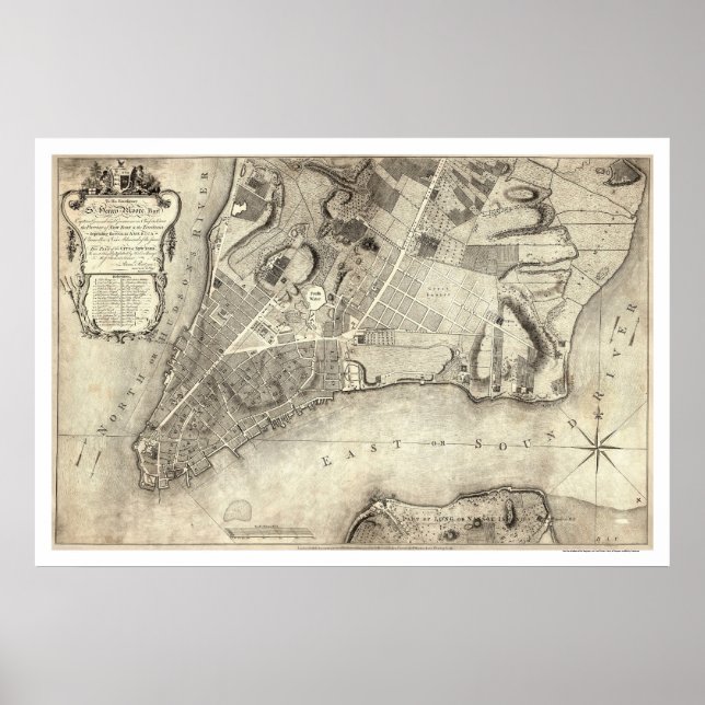 Póster Early New York City Map 1776 (Frente)
