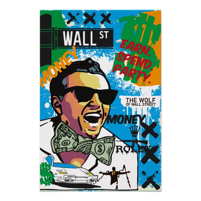 Póster Earn. Spend. Party. (Wall Street Pop) (Anverso)