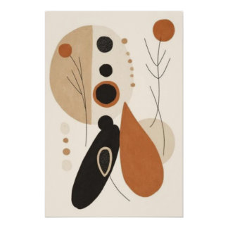 Póster Earth Balance I | Geo Botánico Abstracto Moderno