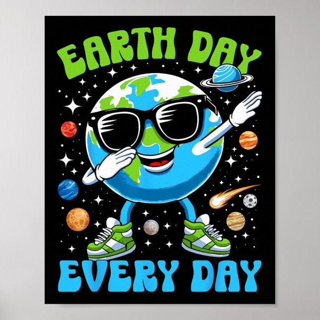 Póster Earth Day Everyday Funny Dabbing Earth Niños T (Frente)