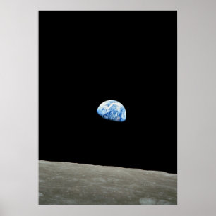 Póster earth from moon space universe