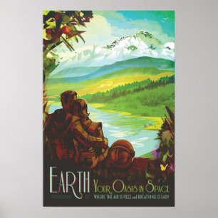 Póster Earth Vintage Space Travel Poster