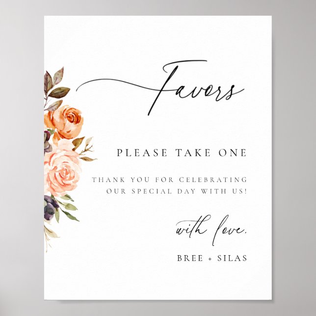 Póster Earthy Autumn Floral Wedding Favor (Frente)