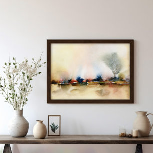 Póster Earthy Brown Abstract Surreal Landscape Art