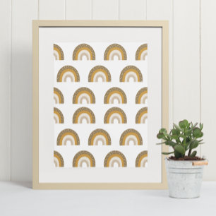 Póster Earthy Brown Boho Rainbow Nursery Kids Wall Art