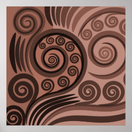 Póster Earthy Brown Fern Frond Curls Poster