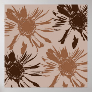 Póster Earthy Brown Gerbera Flowers