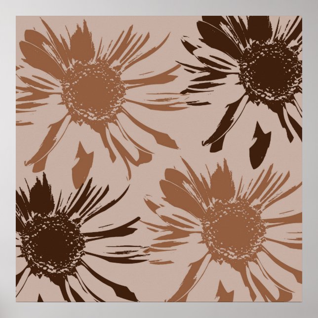 Póster Earthy Brown Gerbera Flowers (Frente)