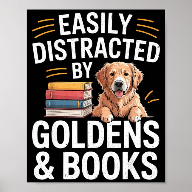Póster Easily Distracted By Goldens &amp; Books - Golden  (Frente)