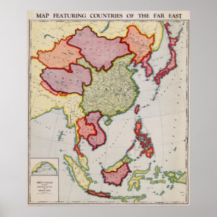 Póster East AsiaPanoramic MapEast Asia