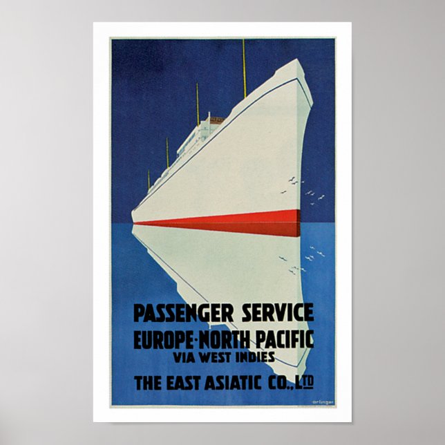 Póster East Asiatic Company Passenger Service (Frente)