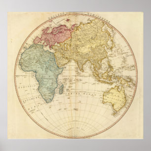 Póster East Hemisphere  map