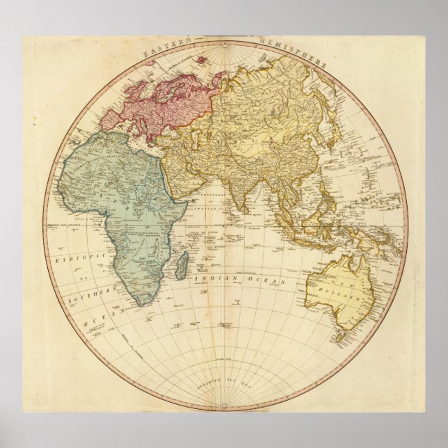 Póster East Hemisphere  map (Frente)