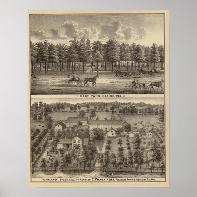 Póster East Park, Racine y Oakland Farm (Frente)