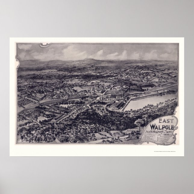 Póster East Walpole, MAMÁES Mapa Panorámico - 1898 (Frente)