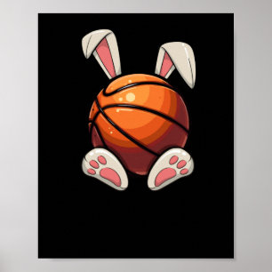 Póster Easter Basketball Bunny Ears Niños Huevos de Pascu