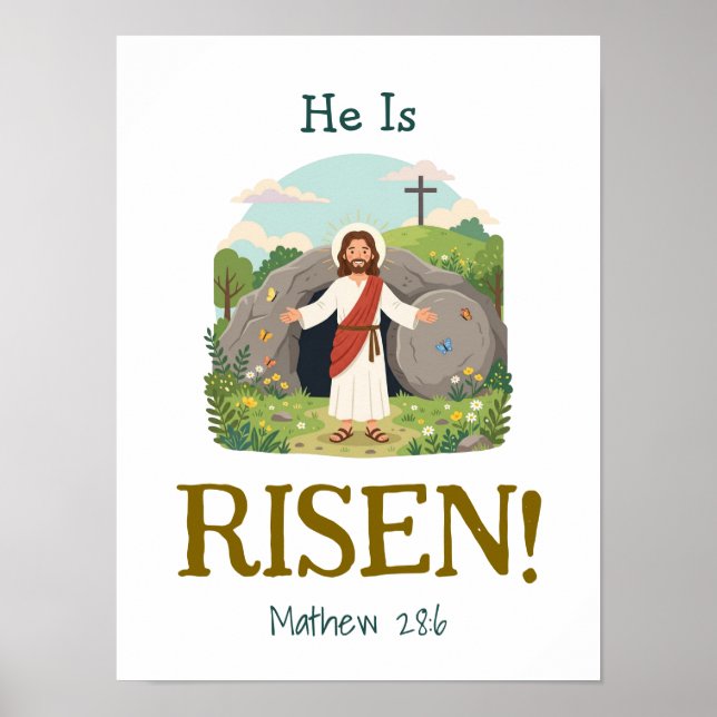 Póster Easter Bible Verse Kids Christian Scripture (Frente)