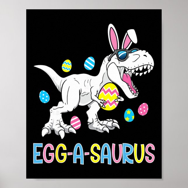 Póster Easter Bunny Dinosaur Egg A Saurus Trex Kids Boys  (Frente)