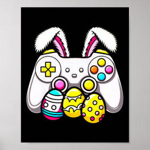 Póster Easter Bunny Gamer Gamepad Huevos Jugando Para Niñ