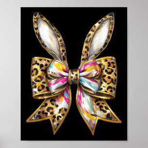 Póster Easter Bunny Leopardo Coquette Bow Happy Easter Gi