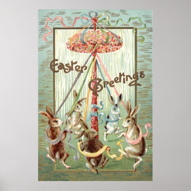 Póster Easter Bunny Maypole Dance Ribbon (Frente)