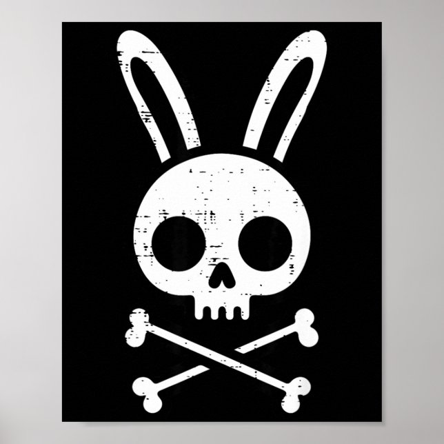 Póster Easter Bunny Skull Cross Bones Rabbit Goth Men Boy (Frente)