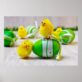 Póster Easter Decoration - Easter egg and chicks