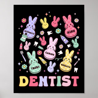 Póster Easter Dentist Retro Rdh Dental Hygienist Squad Bu