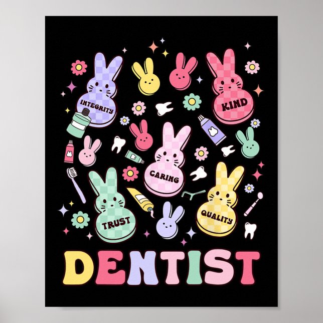 Póster Easter Dentist Retro Rdh Dental Hygienist Squad Bu (Frente)