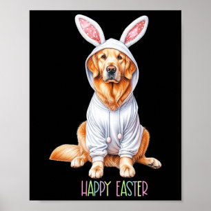 Póster Easter Dog Bunny Spring Golden Retrieval Easter Eg