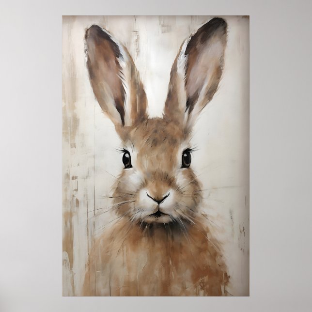 Póster Easter Rabbit Bunny Portrait Print, Rustic (Frente)