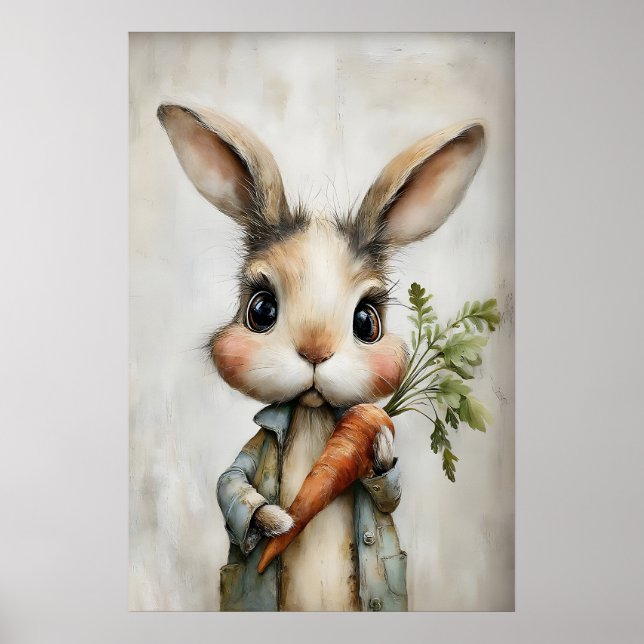 Póster Easter Rabbit Carrot Print, Spring Bunny (Frente)