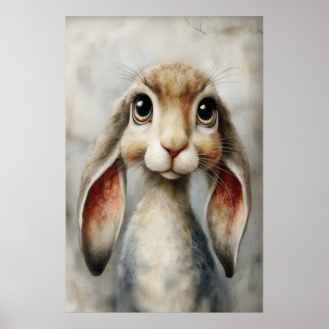 Póster Easter Rabbit Print, Spring Bunny Cottagecore (Frente)