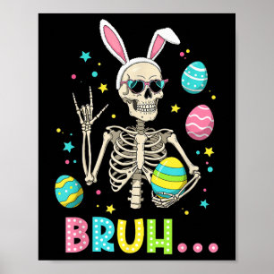 Póster Easter Skeleton Bunny Rock Hand Rocker Hombres Ado