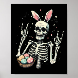 Póster Easter Skeleton Bunny Rock Hand Rocker Niños M