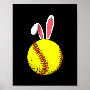 Póster Easter Softball Bunny Rabbit Ears For Mom Kids