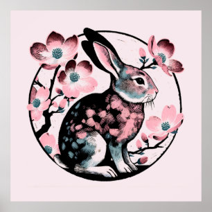 Póster Easter Spring Bunny Rabbit Dogwood