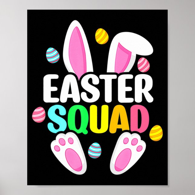 Póster Easter Squad Family Matching Easter Day Bunny Egg  (Frente)