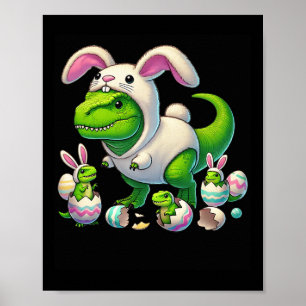Póster Easter T-rex Bunny Ears Funny Dinosaur Costume Kid