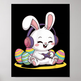 Póster Easter Video Game Bunny Gaming Controller Gamer Bo