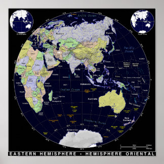 Póster  Eastern Hemisphere Map