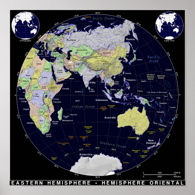 Póster  Eastern Hemisphere Map (Frente)