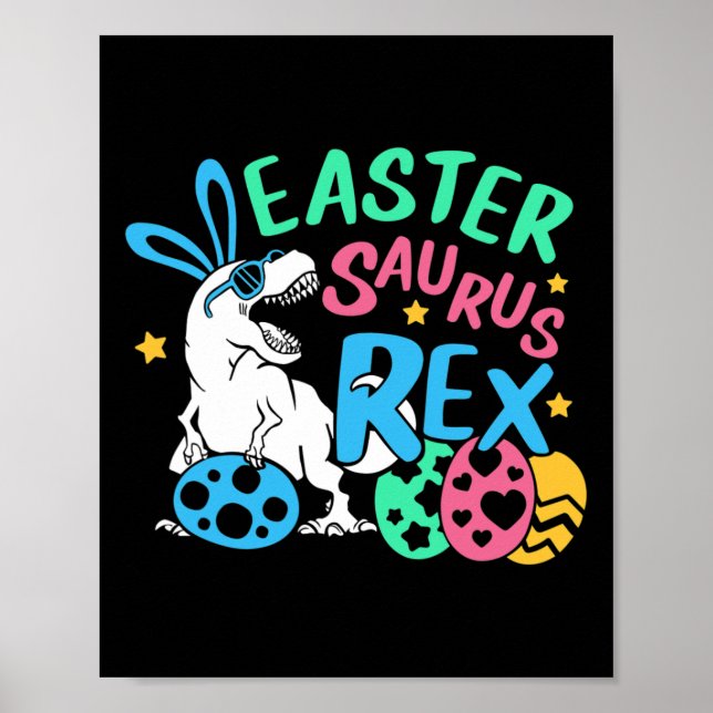 Póster Eastersaurus T-rex Easter Day Tee, Cute Easter Bun (Frente)