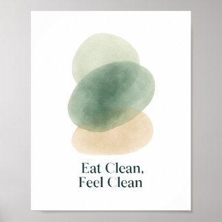 Póster Eat Clean Feel Clean Abstract Kitchen Print