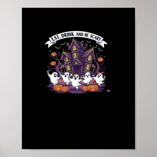 Póster Eat Drink And Be Scary Classic Funny Retro (Frente)