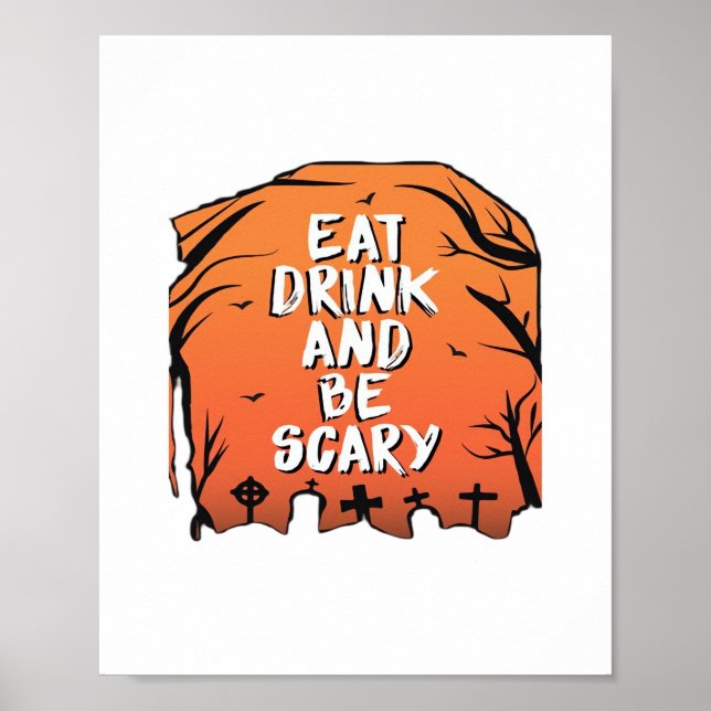 Póster Eat Drink And Be Scary Halloween Design Creative S (Frente)