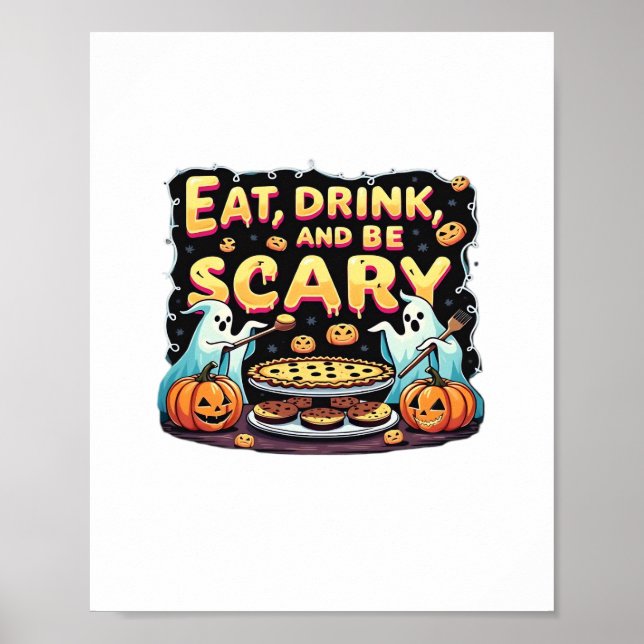 Póster Eat Drink And Be Scary Spooky Bakery Halloween Coo (Frente)