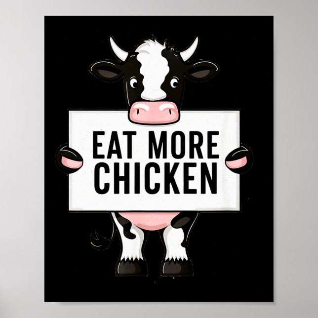 Póster Eat More Chicken Funny Cow Loving Farm Tees Animal (Frente)
